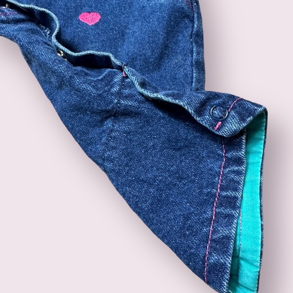 Vintage Baby All Mine Denim Blazer Overall Set Flower Fruit Pink Teal Sz 12 M - Picture 12 of 16